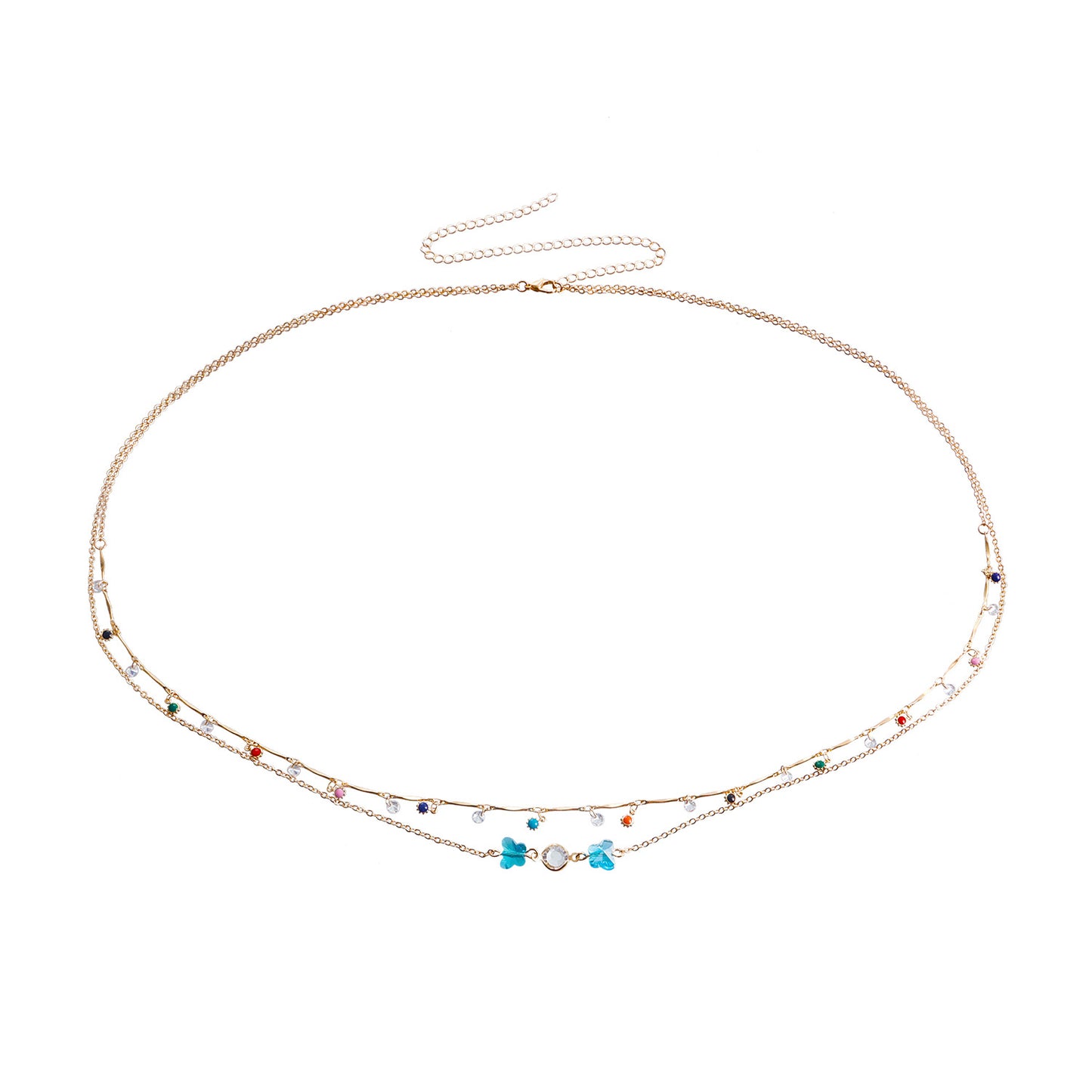 Hip-hop Casual Teardrop Drip Oil Metal Double Layer Adjustable Body Chain for Women