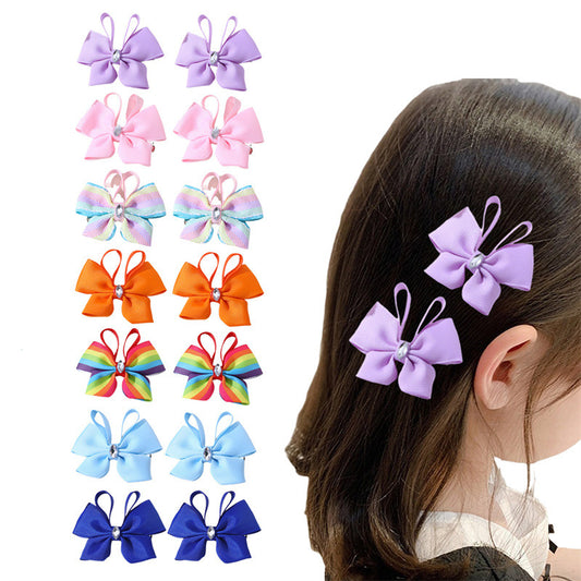 Handmade Bowknot Hair Clip for Girls with Ruffled and Mesh Details Fabric Butterfly Hair Accessory for Children Aged 3 to 10 Years