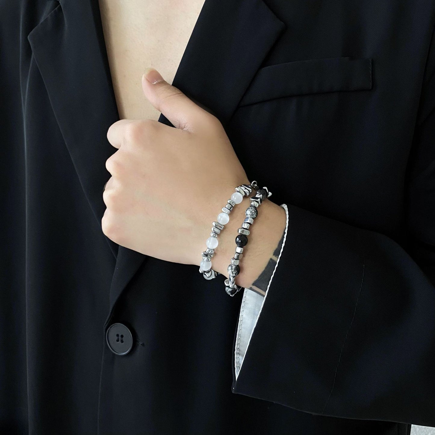 Geometric Cat's Eye Titanium Steel Bracelet Unisex