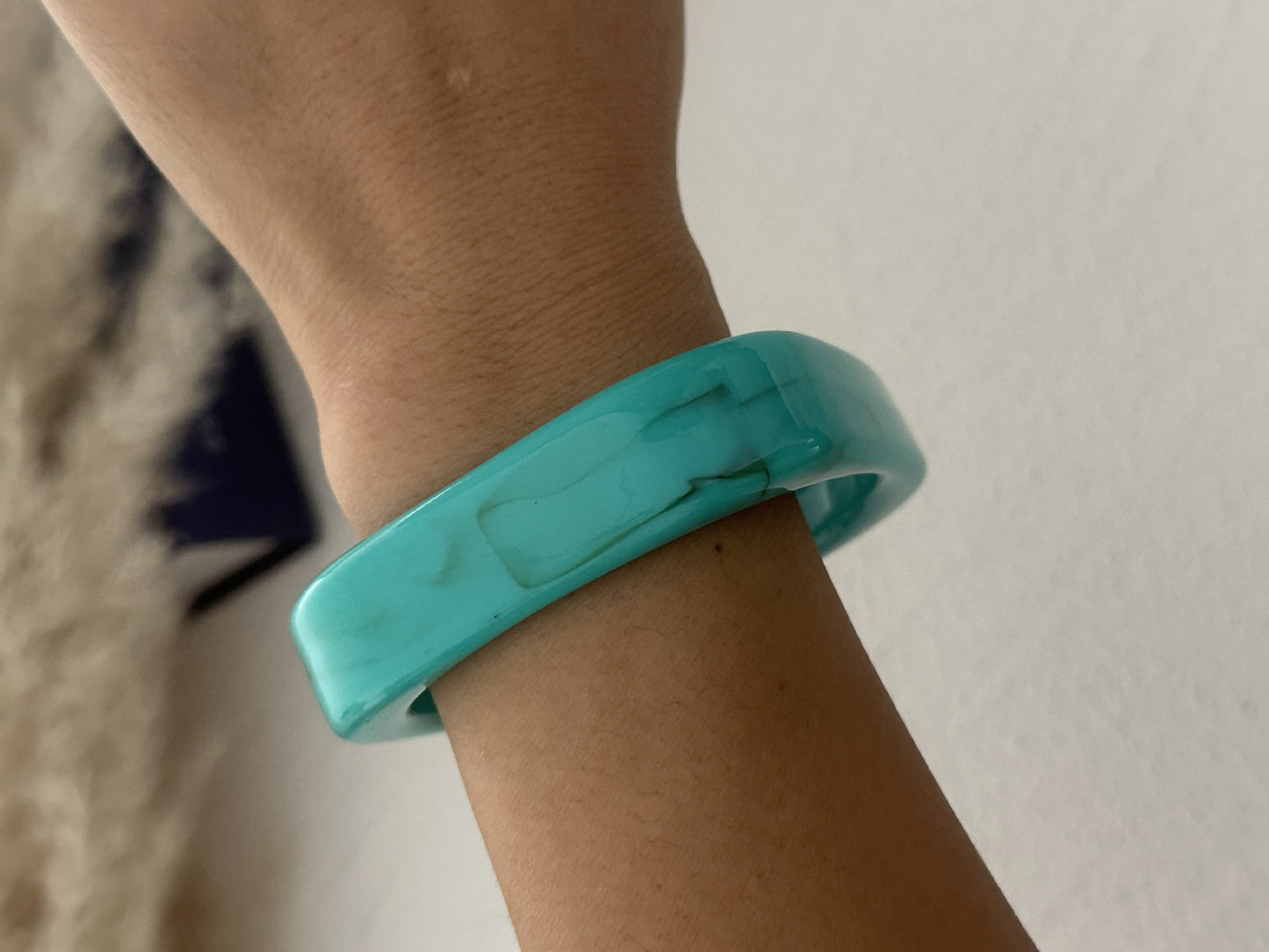 Elegant Geometric Turquoise Resin Cuff Bracelet Gold Plated Wide Band