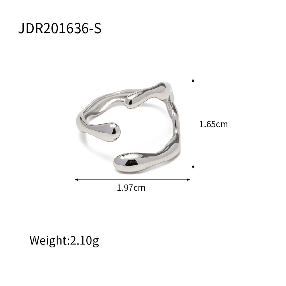 Geometric Plated Stainless Steel Open Ring for Women