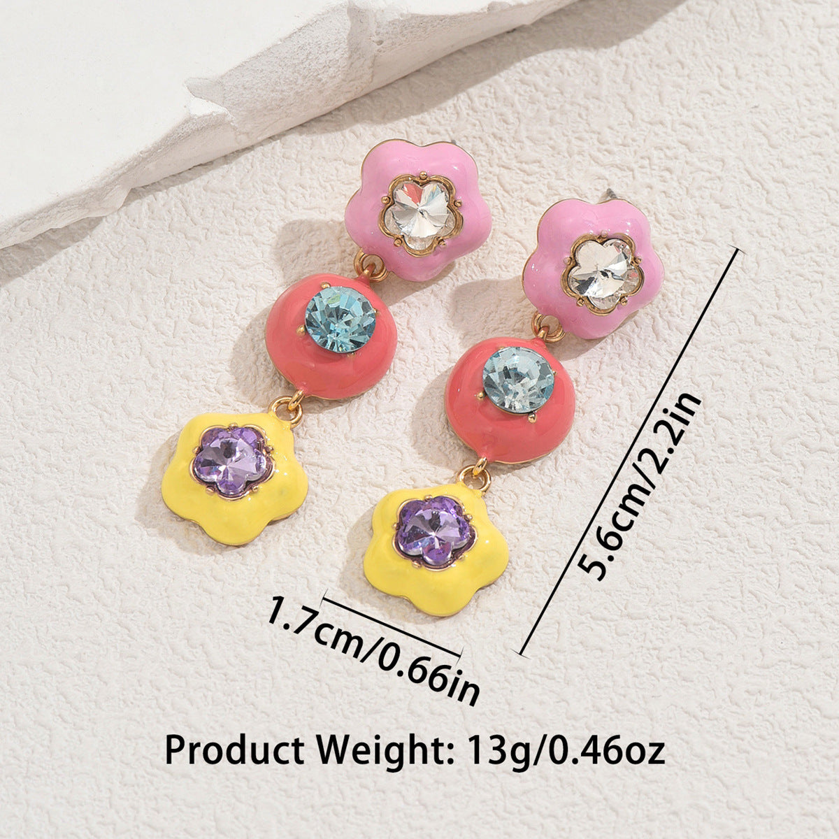 Pendientes de tuerca modernos con forma de estrella, de esmalte y pedrería, para mujer, de aleación de zinc con postes de acero inoxidable