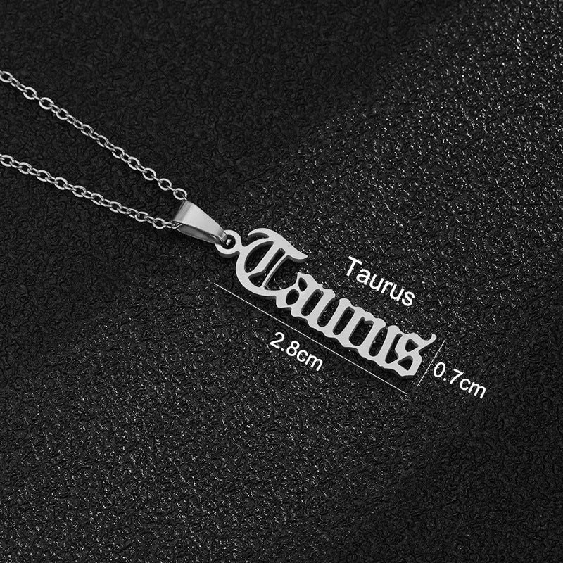 Zodiac-Themed Stainless Steel Pendant Necklace with Titanium Steel Charm and Electroplated Finish for Unisex Wear