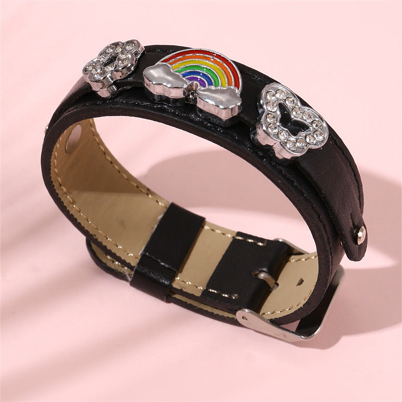 Pulsera de mariposa de resina estilo retro punk con diamantes de imitación para niñas con acabado artesanal