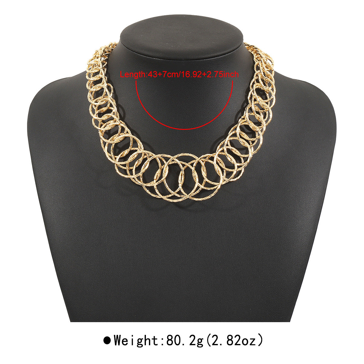 Collana Girocollo Rotonda Geometrica Minimalista in Metallo con Finitura Galvanizzata, Unisex