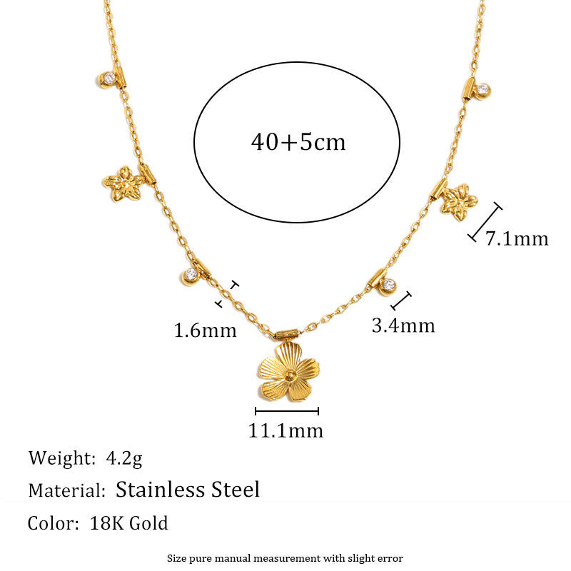 Minimalist Geometric Stainless Steel Plated 18K Gold Fine Chain Tassel Pendant Necklace for Women