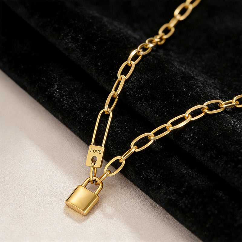 Collar de acero inoxidable con colgante de letras geométricas para mujer, estilo hip-hop, streetwear vintage