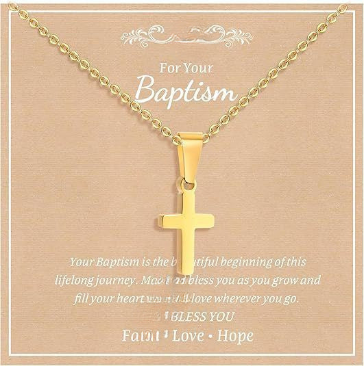 Elegant Business Geometric Cross Pendant Stainless Steel PVD Cable Chain Necklace Unisex