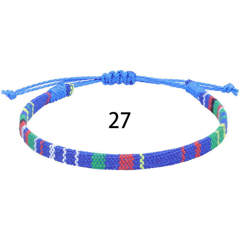 Bohemian Rainbow Braided Cotton Linen Anklet Unisex Adjustable Foot Jewelry