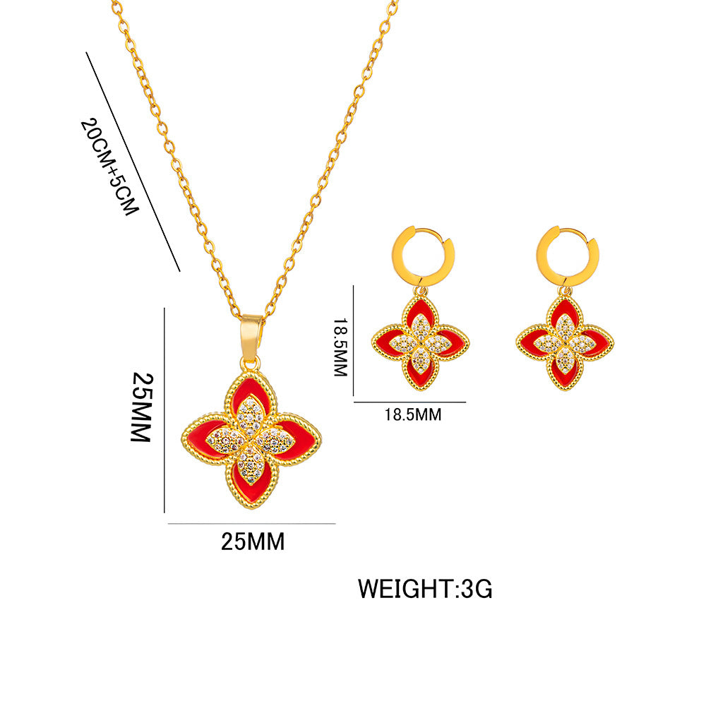 Set di collane da donna minimaliste geometriche in acciaio al titanio con catena a serpente e zirconi micro-pavé