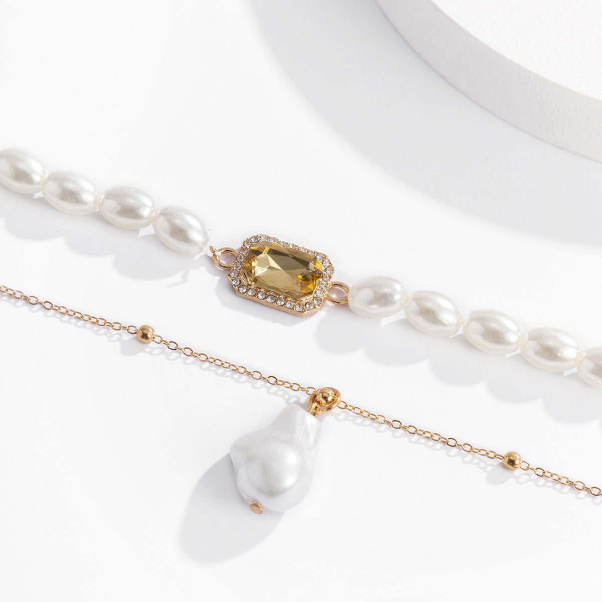 Vintage Plated Alloy Letter Number Pearl Pendant Snake Chain Necklace for Women