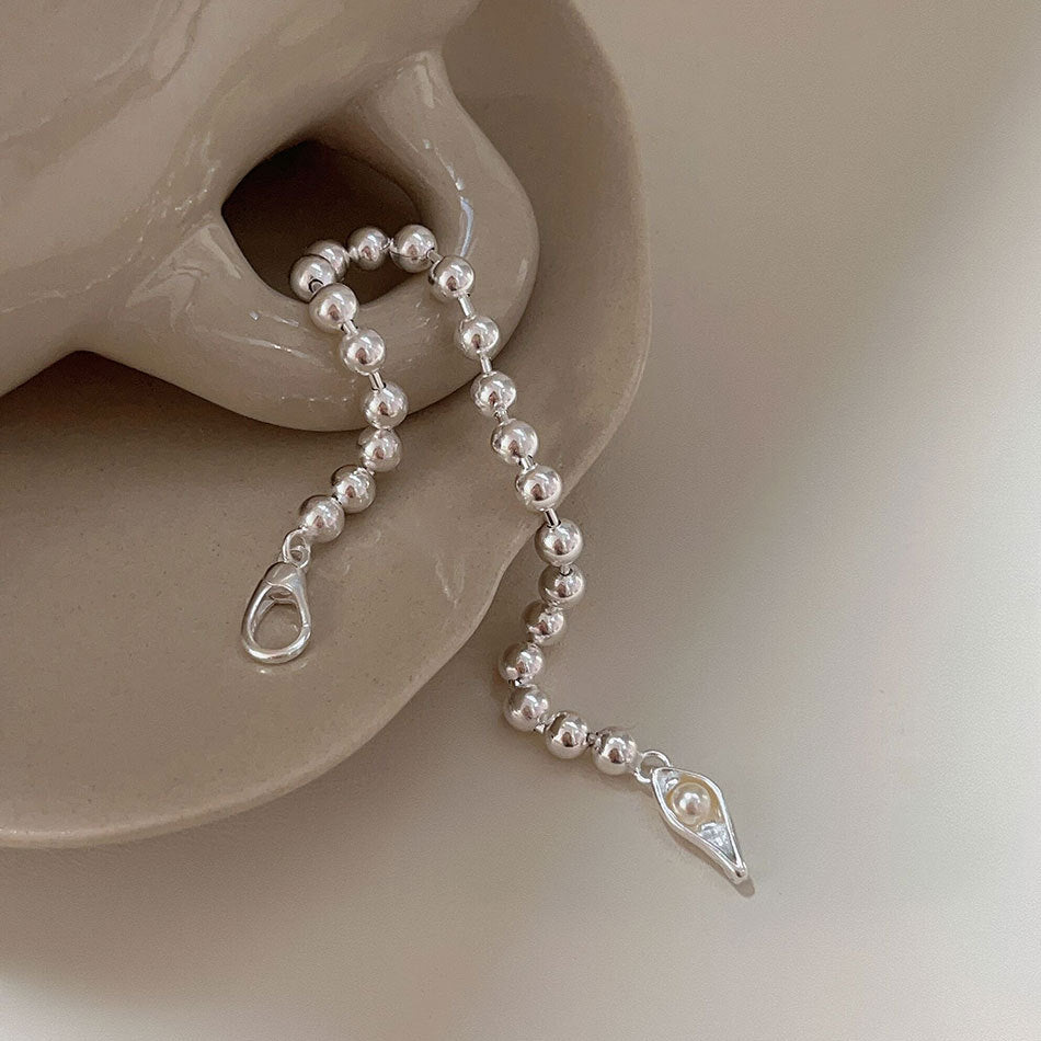 Pulsera Minimalista Geométrica de Perlas y Bolitas en Plata de Ley 925 con Baño
