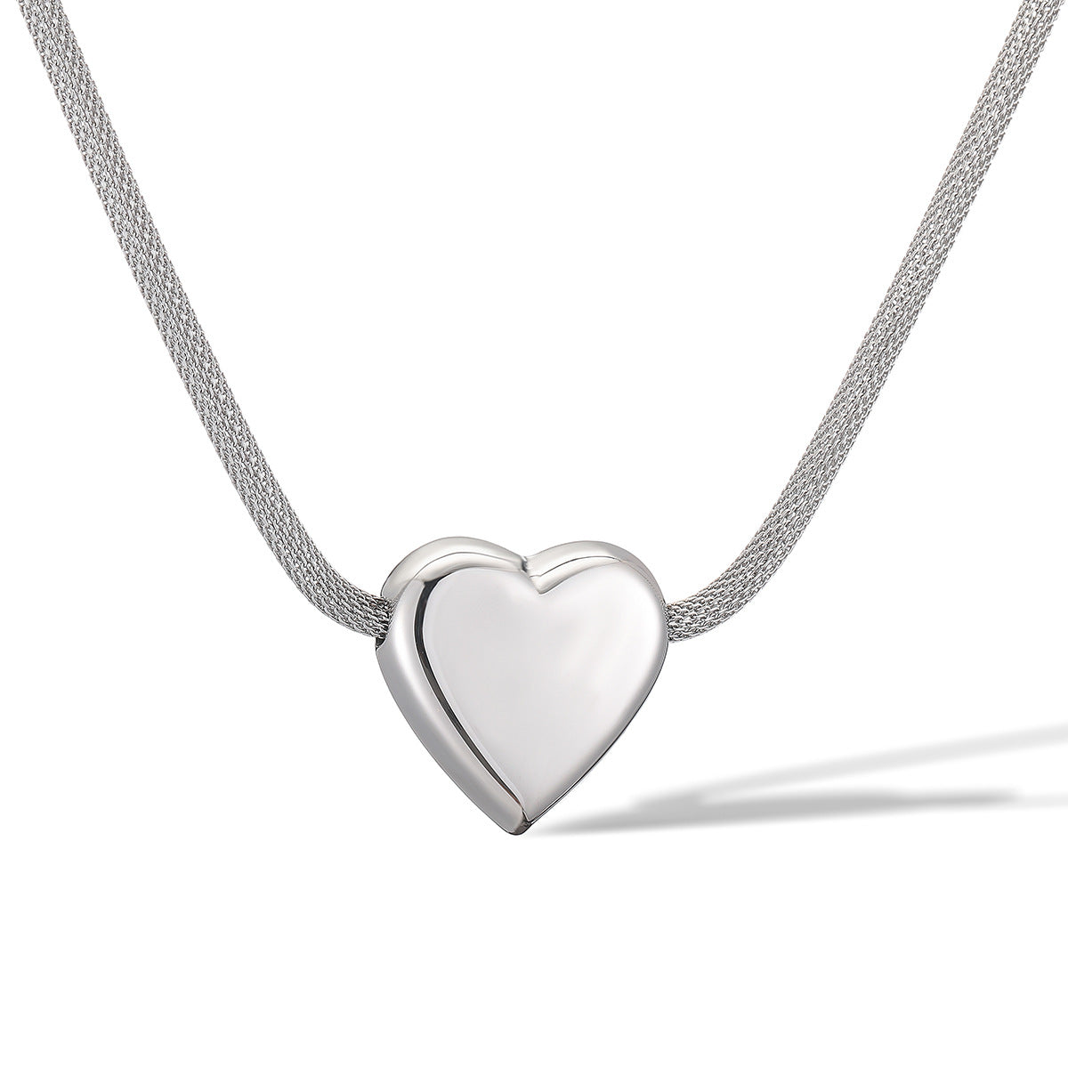 Collana da donna con pendente a cuore minimalista in acciaio inossidabile con placcatura in oro 18 carati
