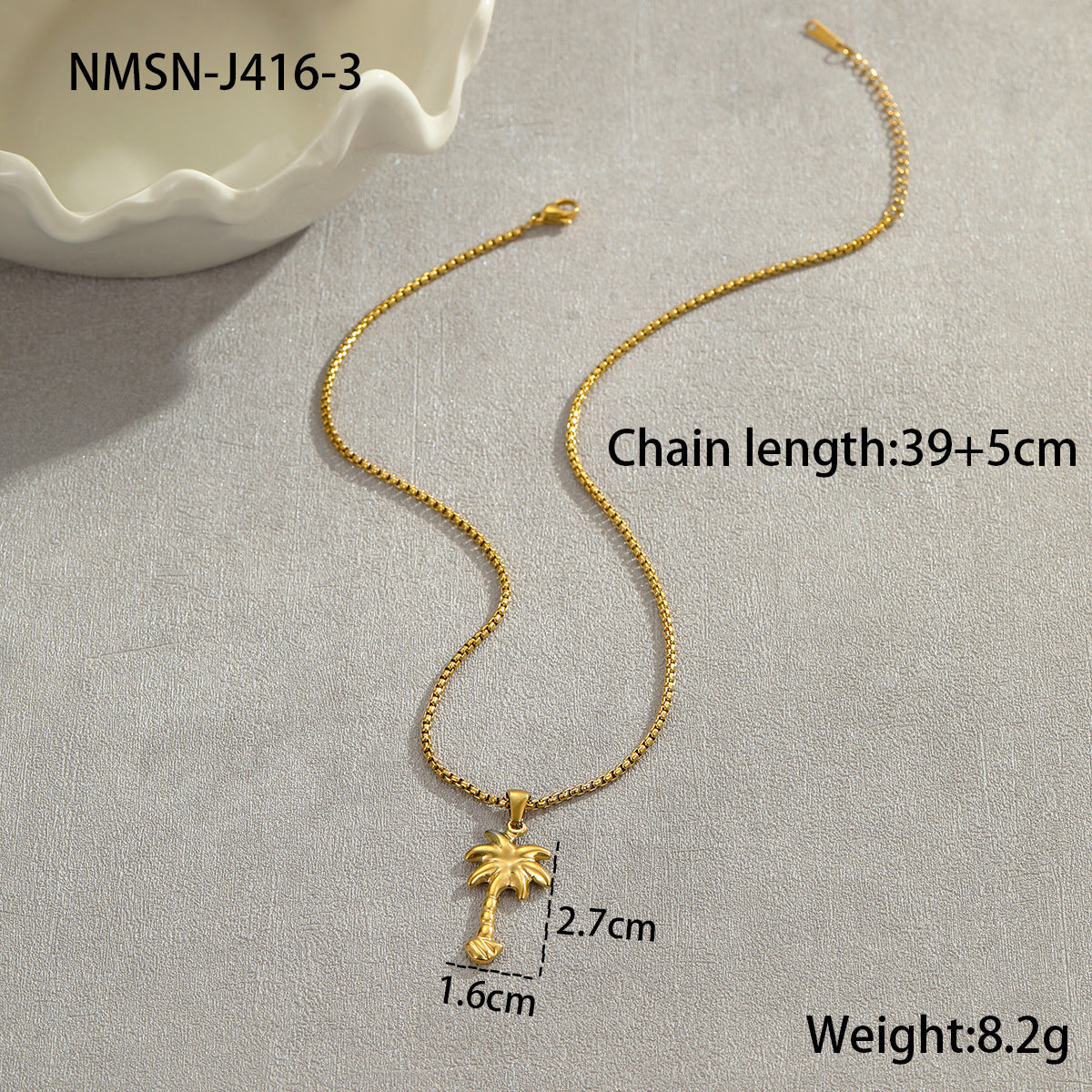 Collana da donna con ciondolo a coda di sirena e albero di cocco geometrico in acciaio inossidabile placcato oro 18 carati, stile moda OL