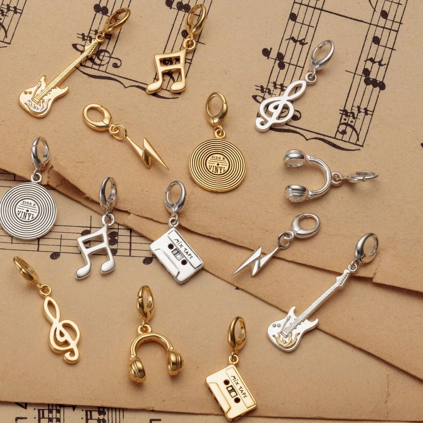 Minimalist Vintage Gold Plated Brass Geometric Charm Bar