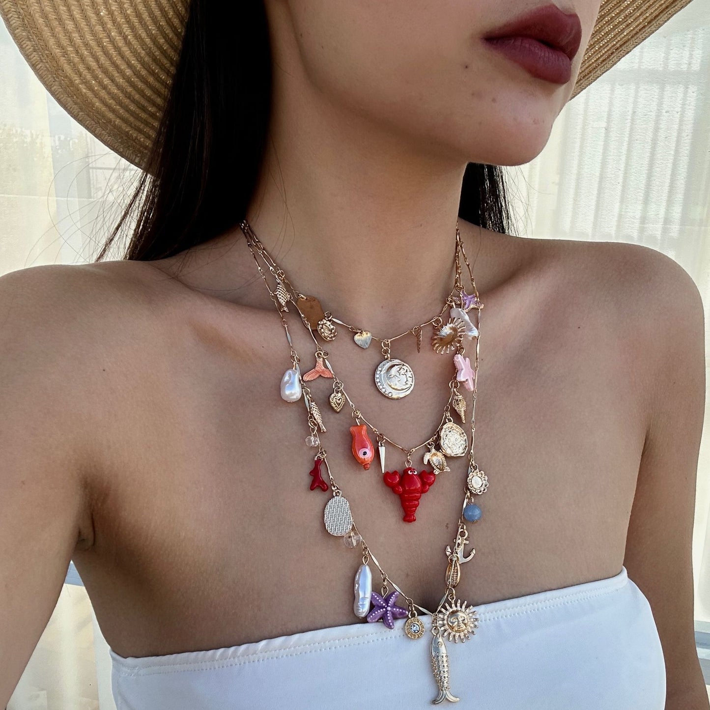 Collana Bohemien Dolce Geometrica Placcata in Lega di Zinco con Ciondolo a Conchiglia per Donna