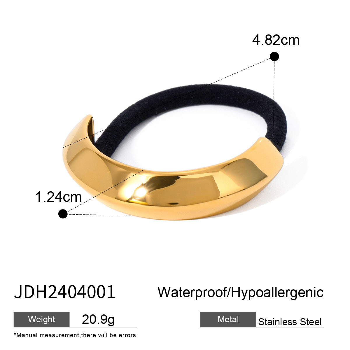 Minimalist Geometric Stainless Steel Hair Tie with Plated Finish for Ponytail