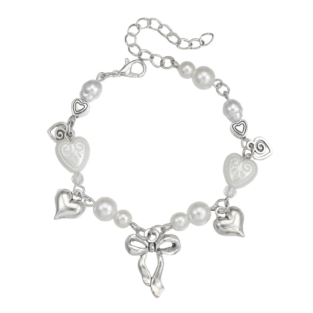 Sweet Streetwear Moon Heart Geometric Alloy Pearl Bracelet