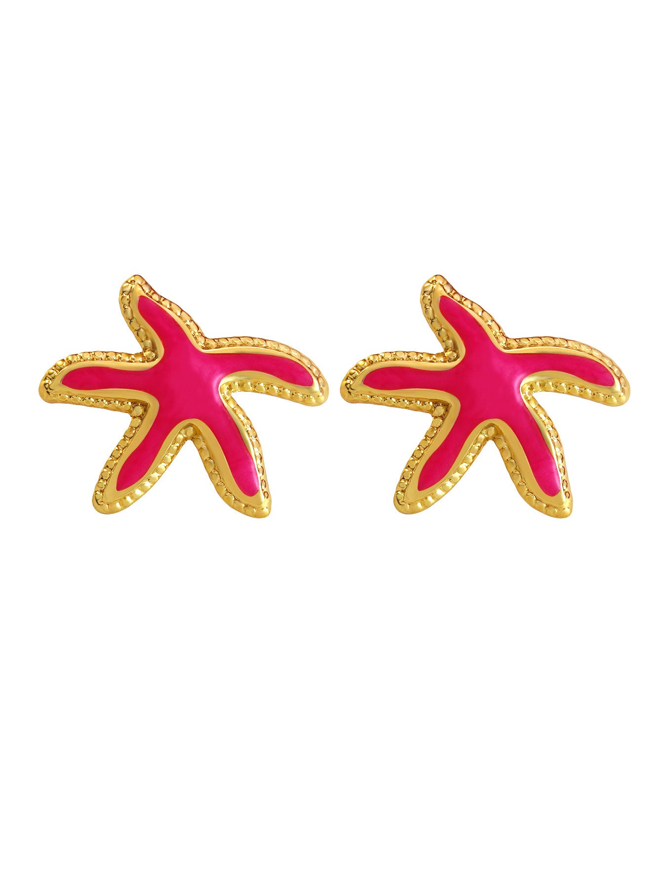 Orecchini da donna casual in acciaio inossidabile a forma di stella marina e conchiglia con gocciolamento d'olio