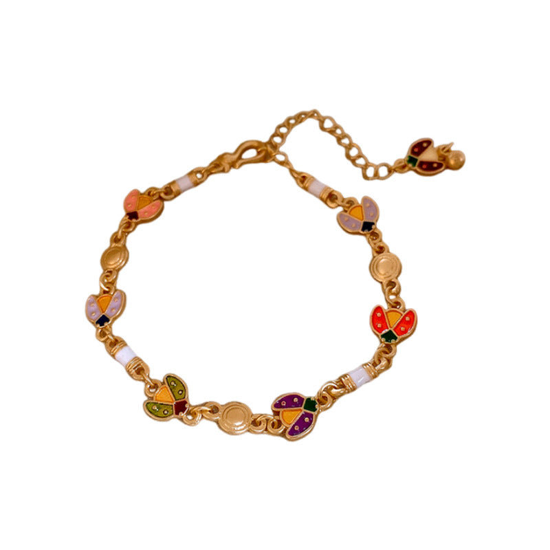 Bracciale vintage da donna con motivo floreale geometrico in lega e smalto, elegante gioiello di lusso