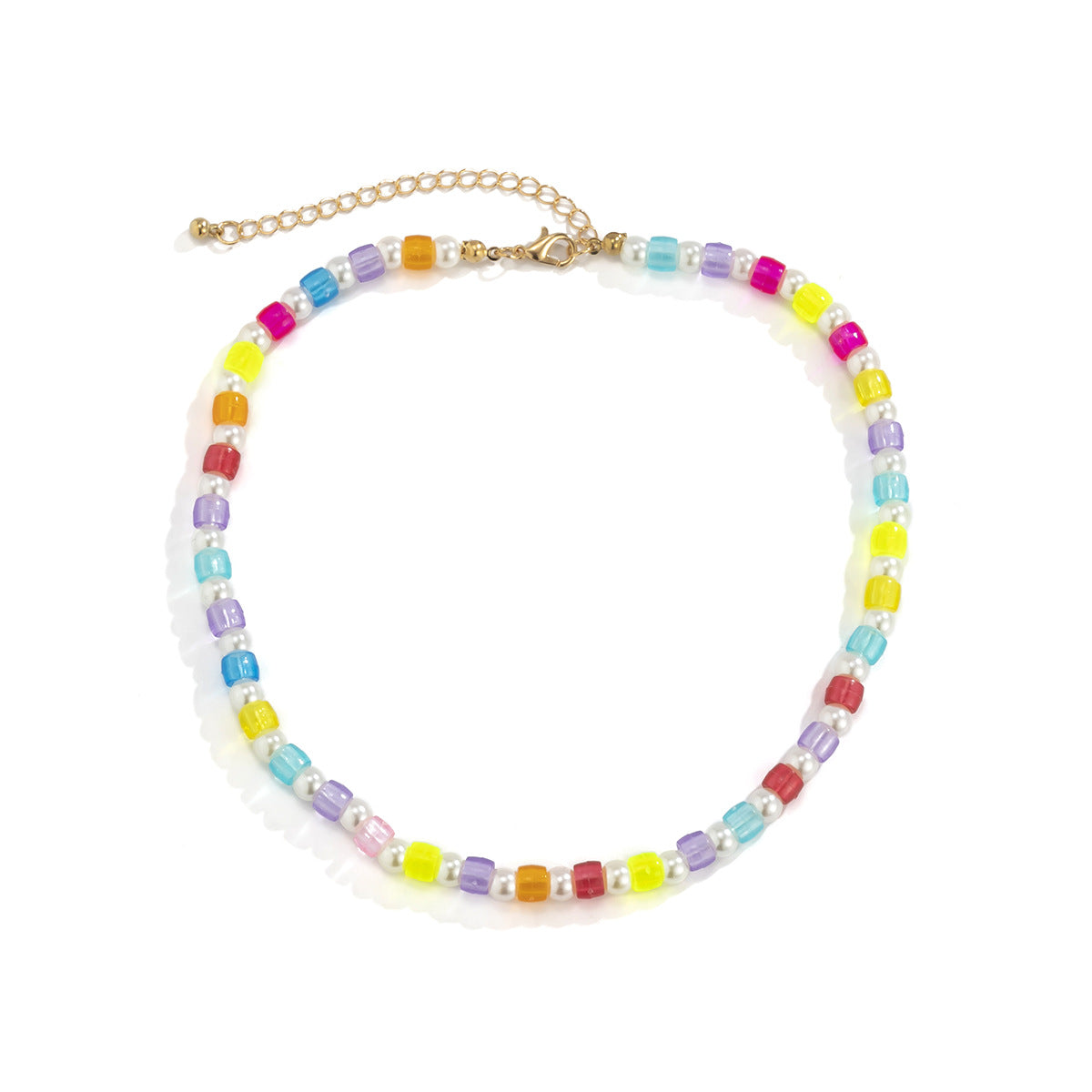 Collana Minimalista Geometrica di Perline in Resina Plastica con Perline Rotonde e Opzioni di Stile a Strati