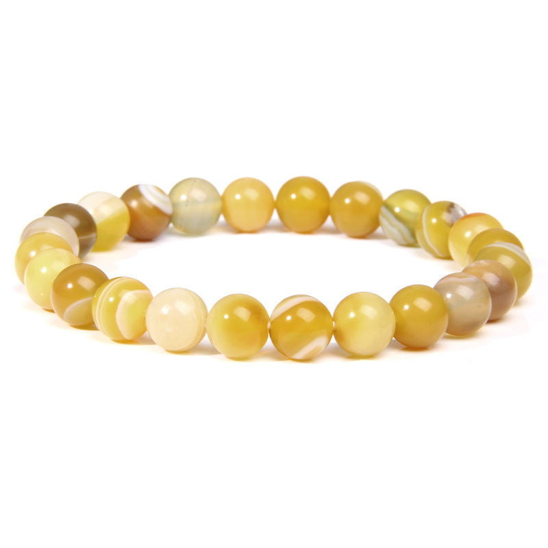 Natural Volcanic Stone and Agate Beaded Bracelet Geometric Round Unisex Fashion Jewelry