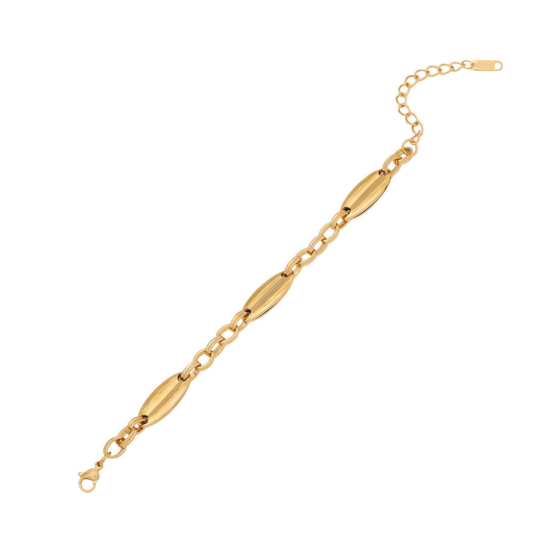 Playful Pig Nose Bracelet in Stainless Steel with Geometric Design and Plated Finish for Women