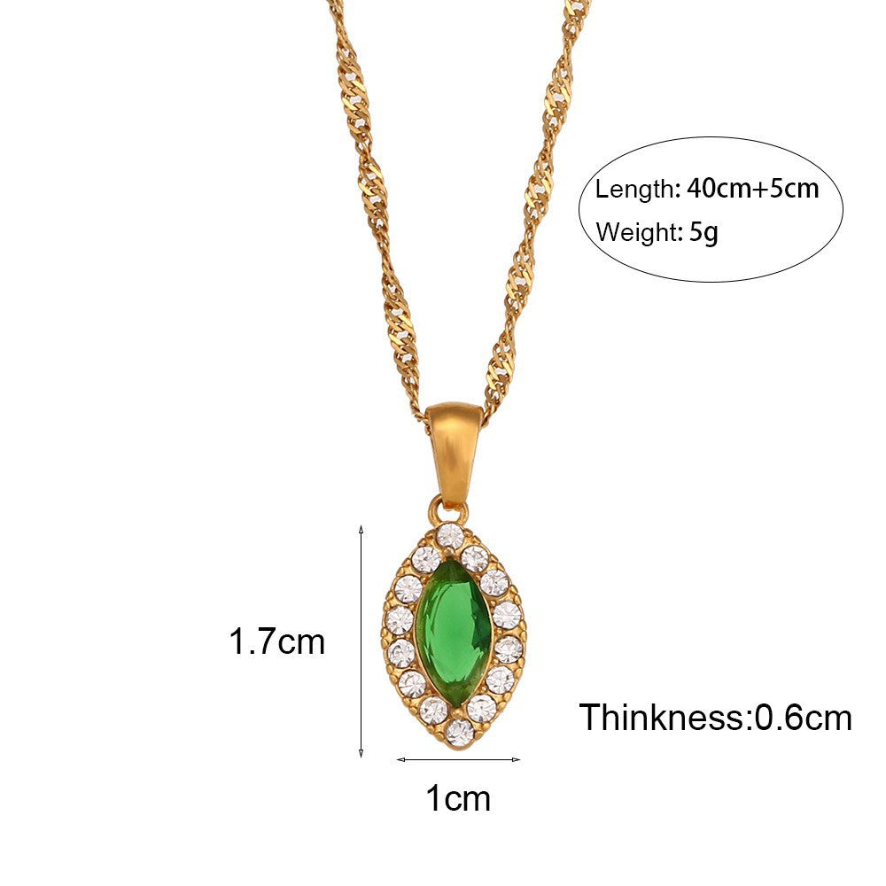 Collar Minimalista Retro Geométrico para Mujer de Acero Inoxidable con Baño de Oro de 18K y Circonitas de Colores Microincrustadas