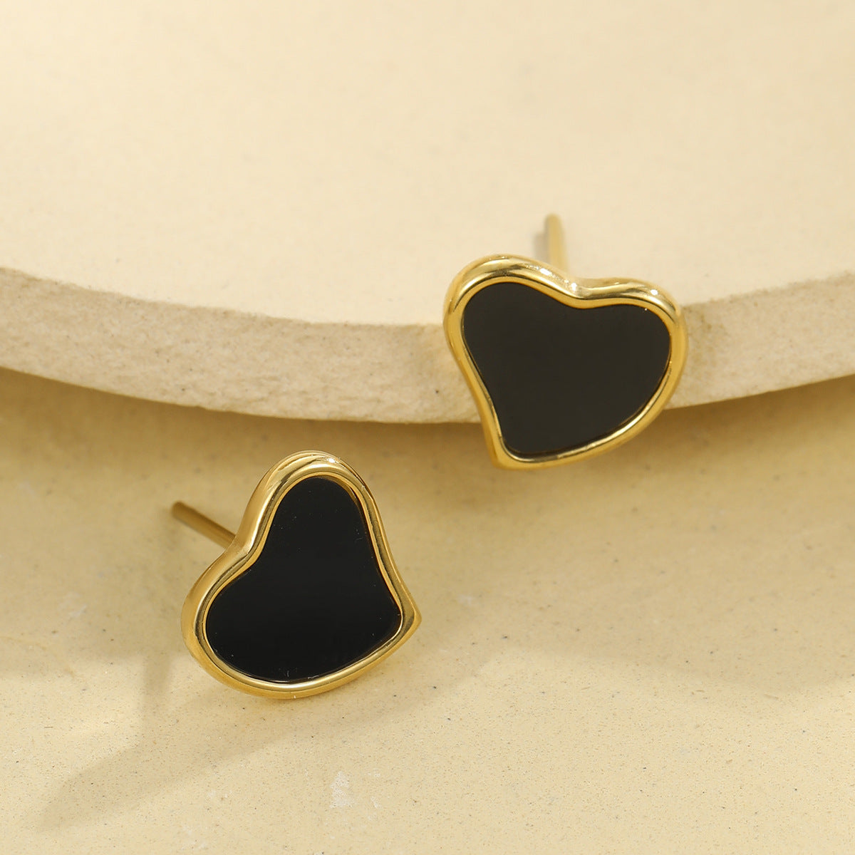 Set Collana e Orecchini da Donna Lusso Minimalista in Acciaio Inossidabile Placcato Oro a Forma di Cuore Stile Francese