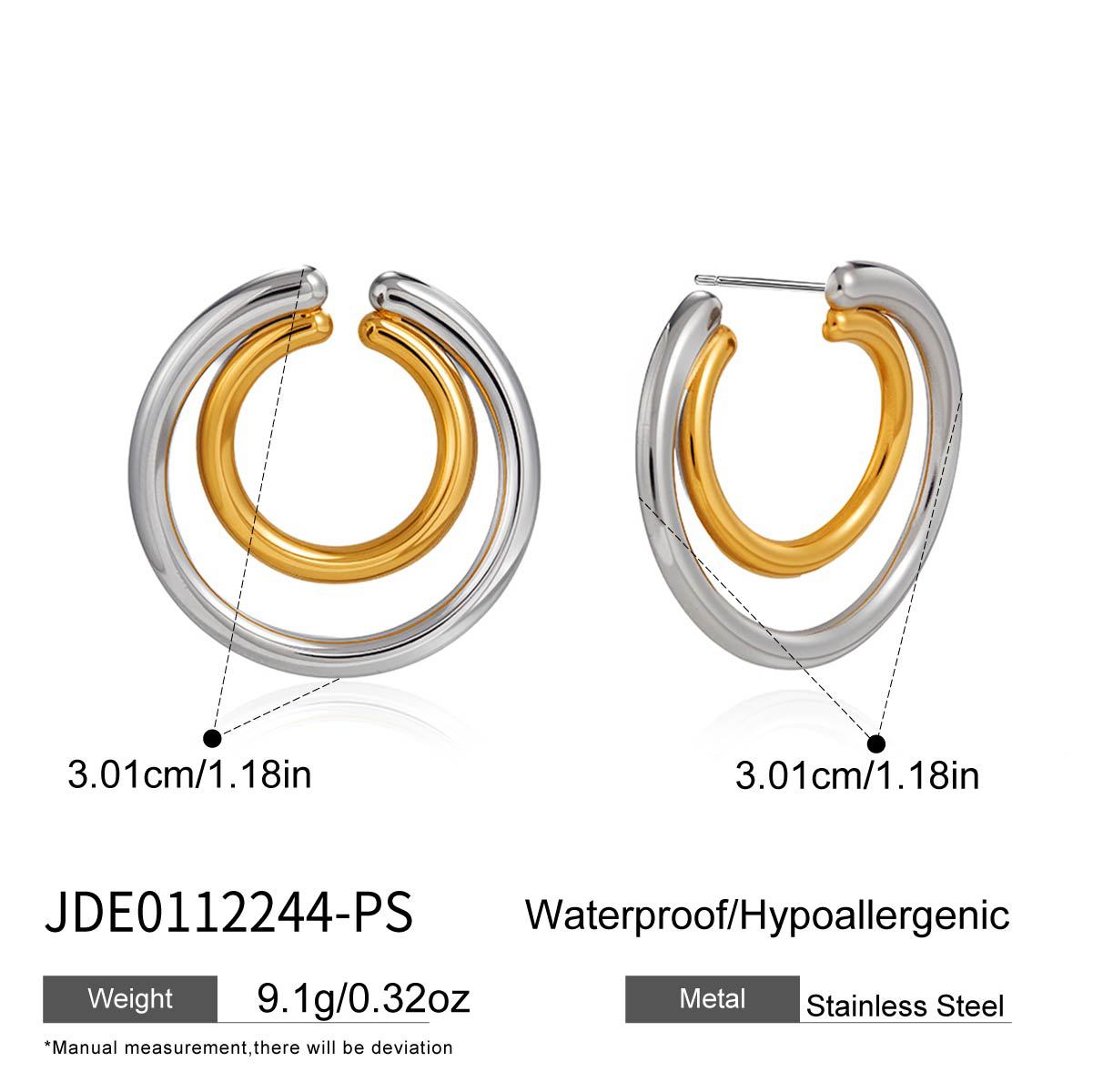 Elegant Geometric Stainless Steel PVD Plated Asymmetrical Earrings for Women