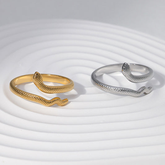 Anillo Minimalista Ajustable con Forma de Serpiente de Acero Inoxidable para Unisex - Anillo de Declaración Electrochapado de Acero Inoxidable para Dedo Índice