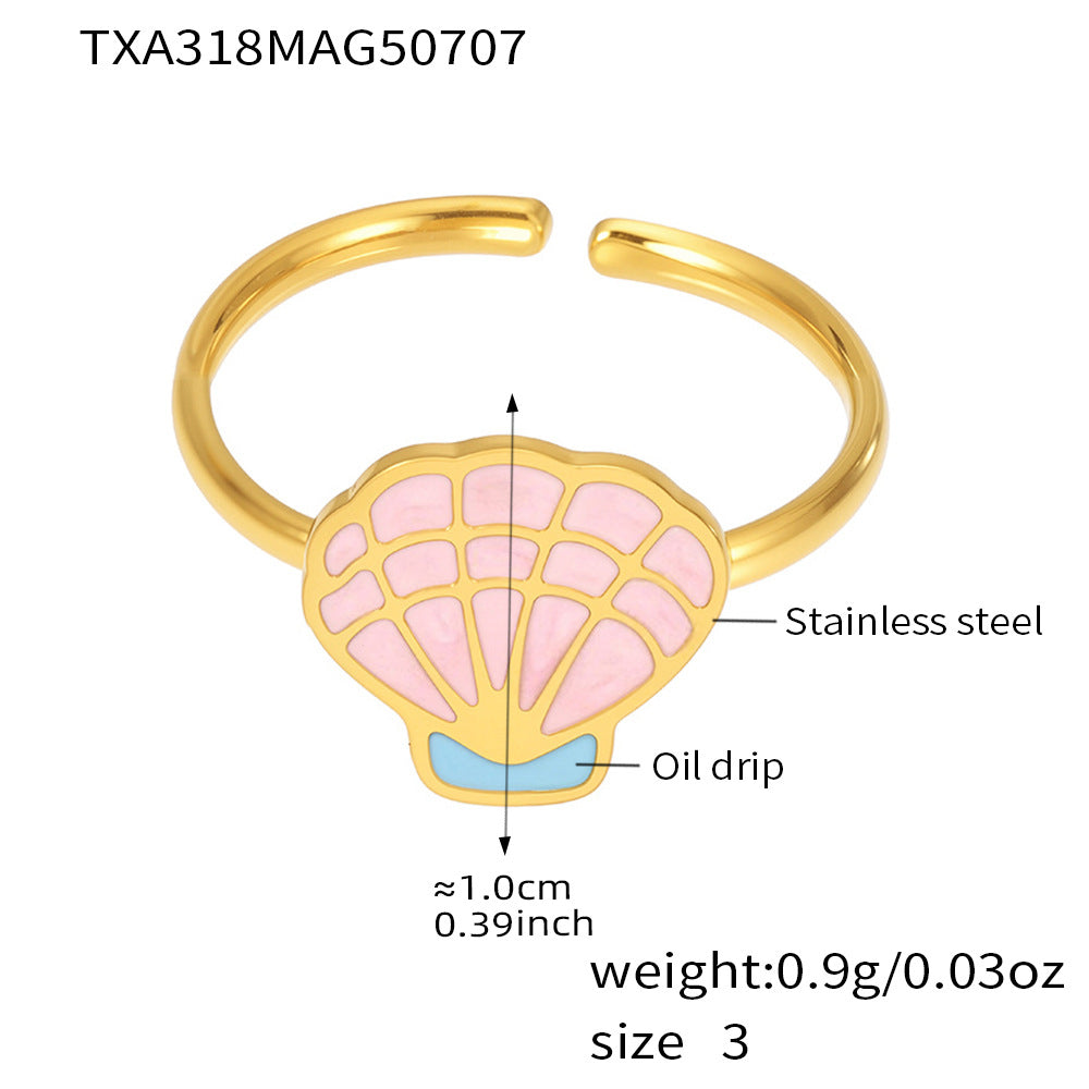 Cute Pink Enamel Princess Dress Necklace Set for Kids with Stainless Steel Chain and Titanium Steel Pendant
