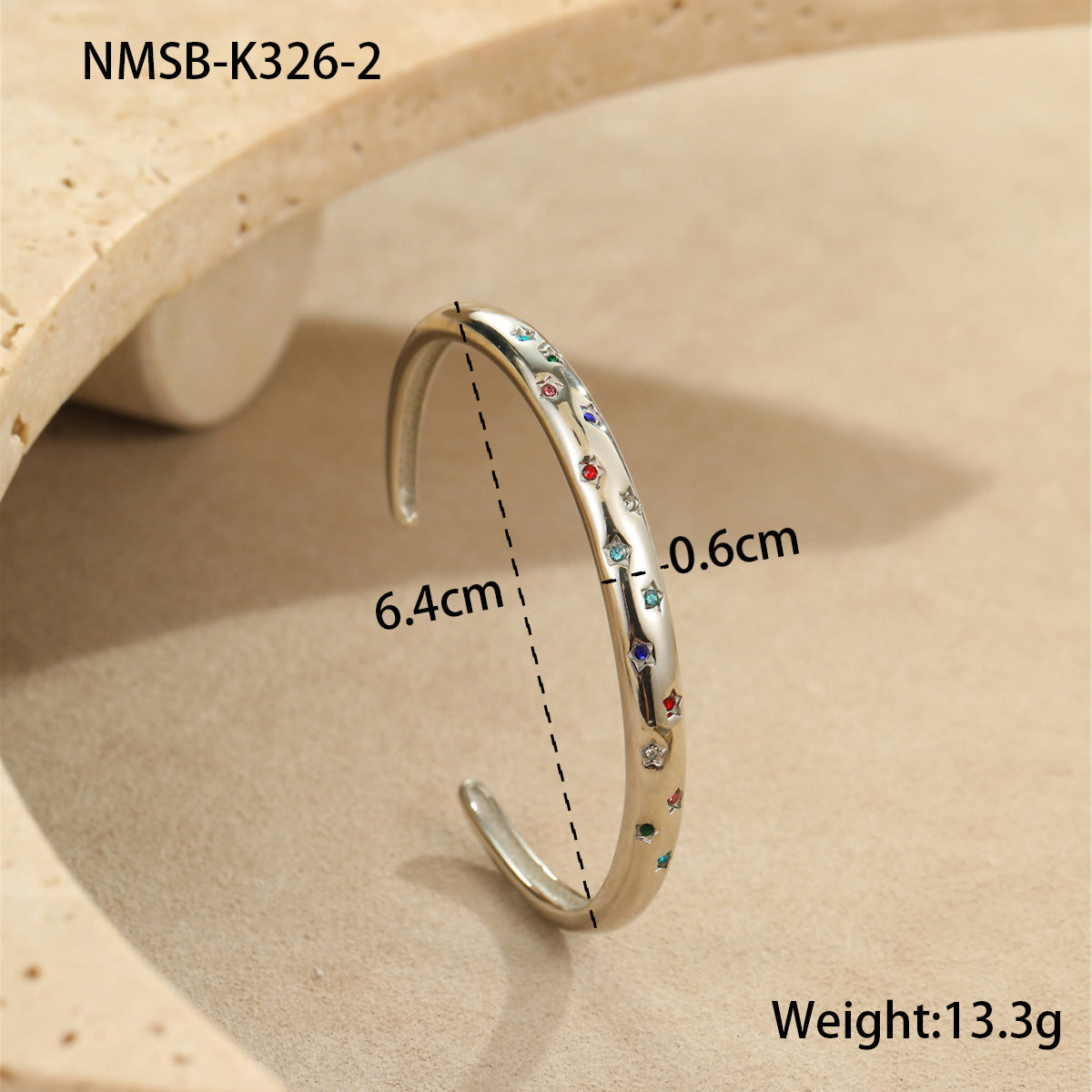 Fashionable Geometric Star-Shaped Titanium Steel Bracelet with Rhinestone Inlay for Women