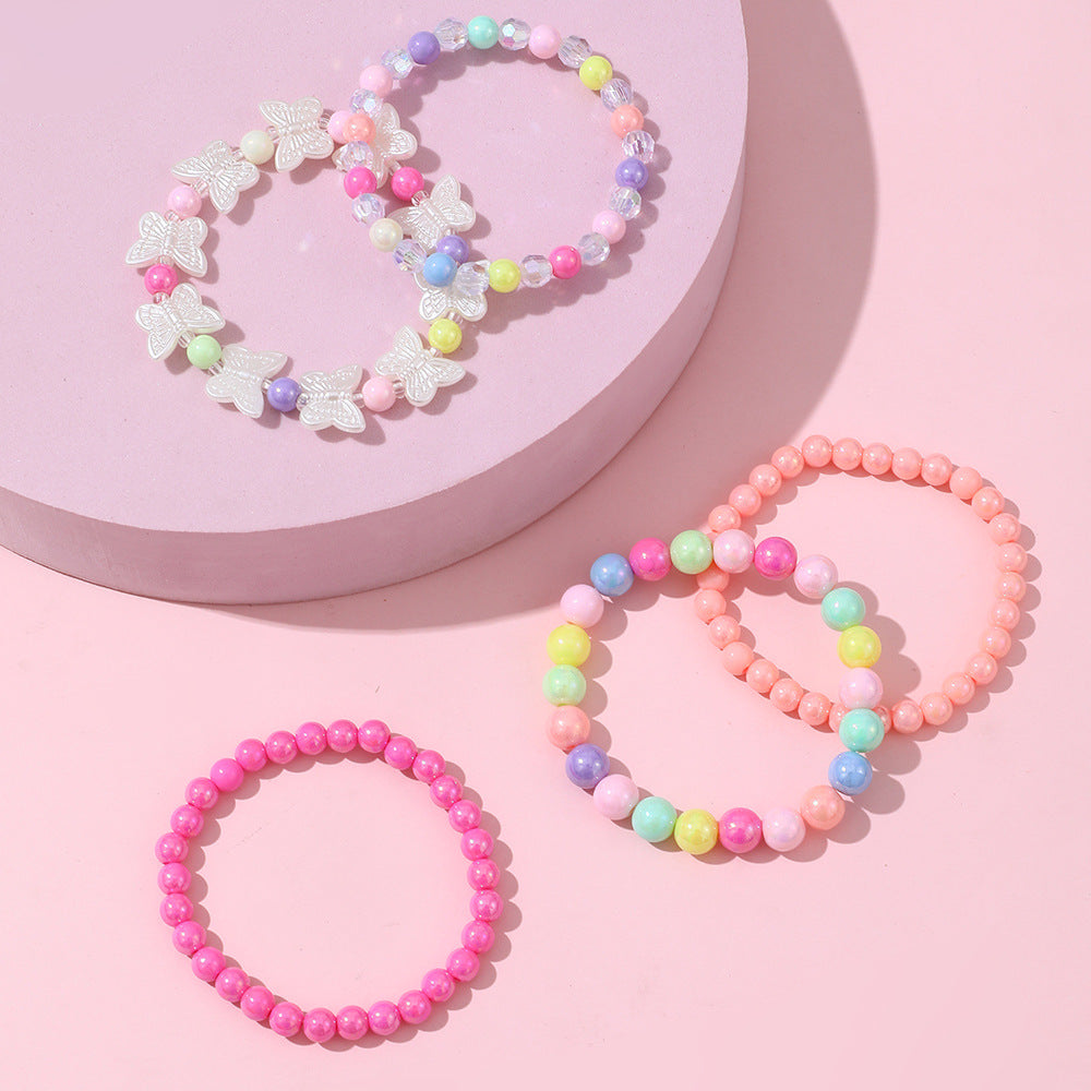 Juego de pulseras de cuentas acrílicas con forma de mariposa minimalista para niños hechas a mano con resina plástica