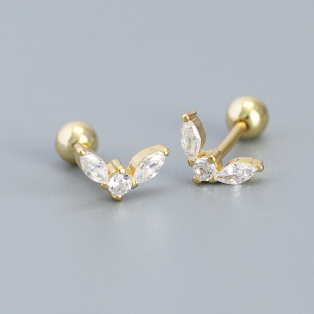Eleganti Orecchini a Cerchio Geometrici da Lavoro in Argento Sterling 925 Placcato con Zirconi Cubici e Design a Linee Astratte