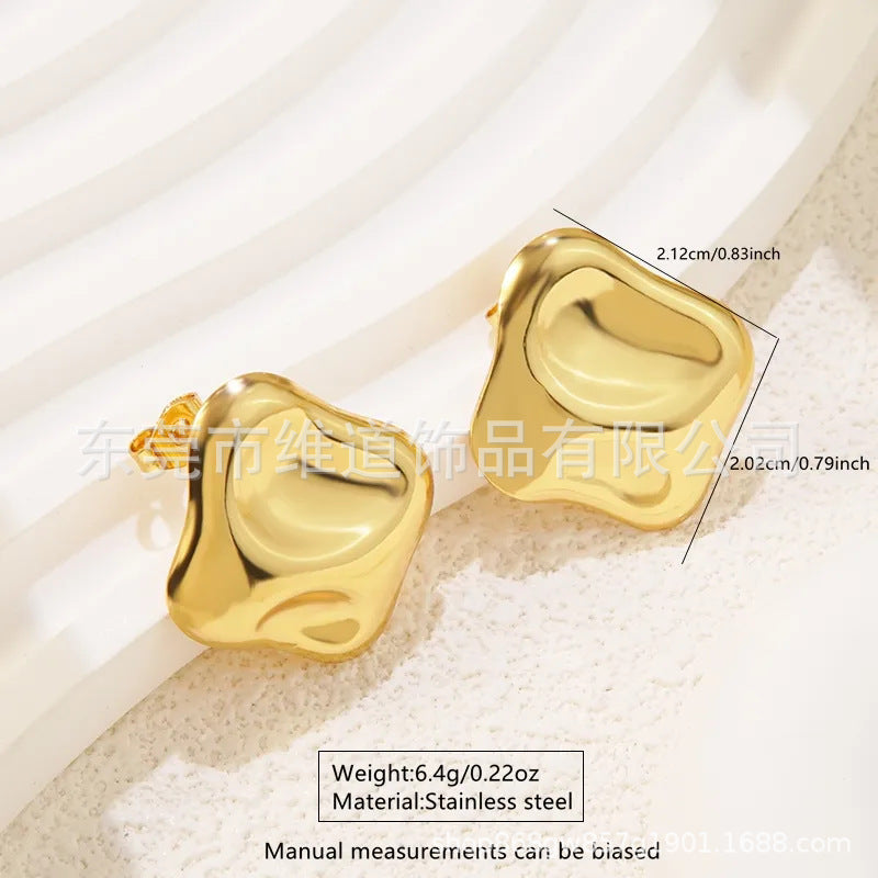 Beach Style Stainless Steel Geometric Starfish Shell Stud Earrings for Women