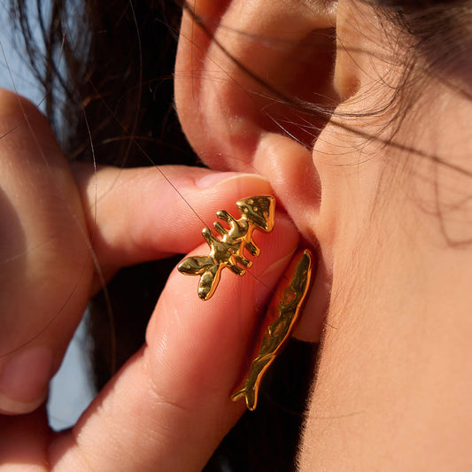 Luxury Casual Geometric Fish 18K Gold Plated Stainless Steel Earrings for Women