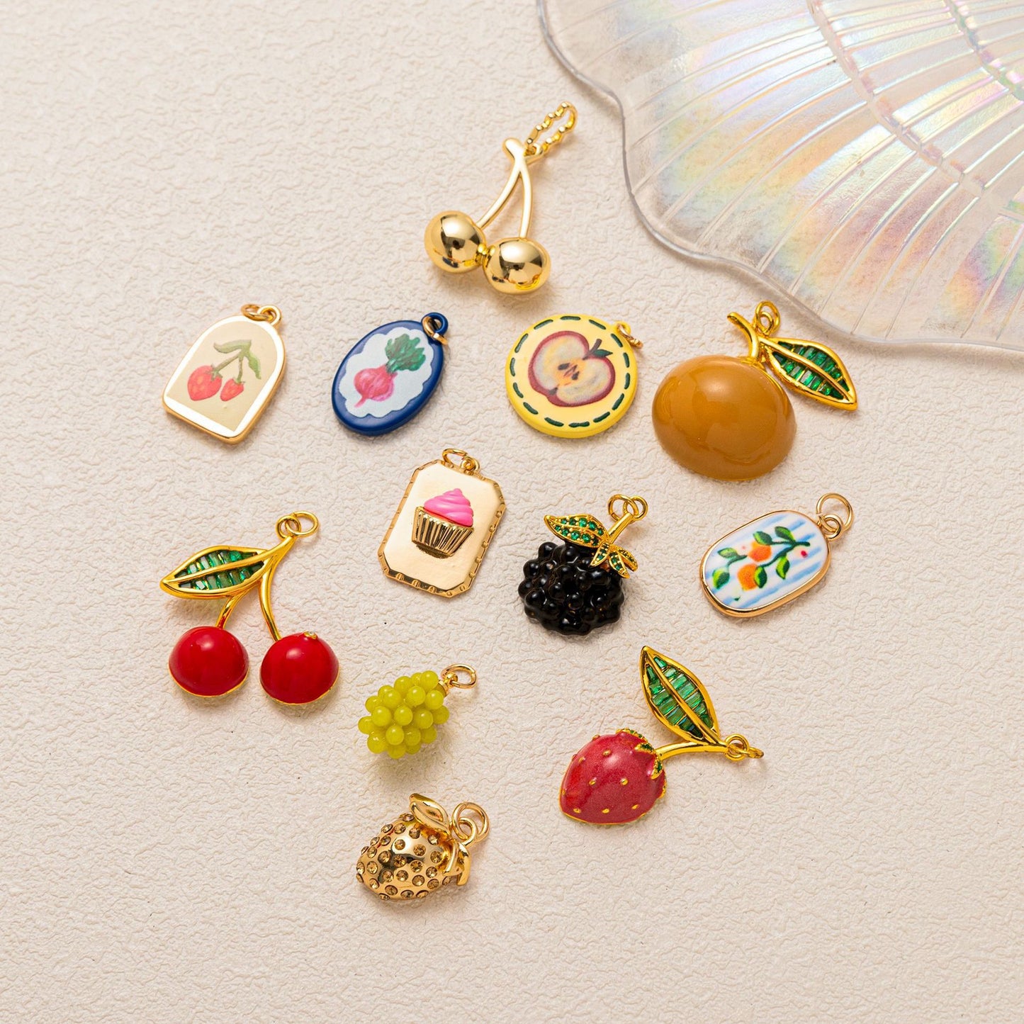 Minimalist Fruit Pattern PVD Plated Brass Charm Bar