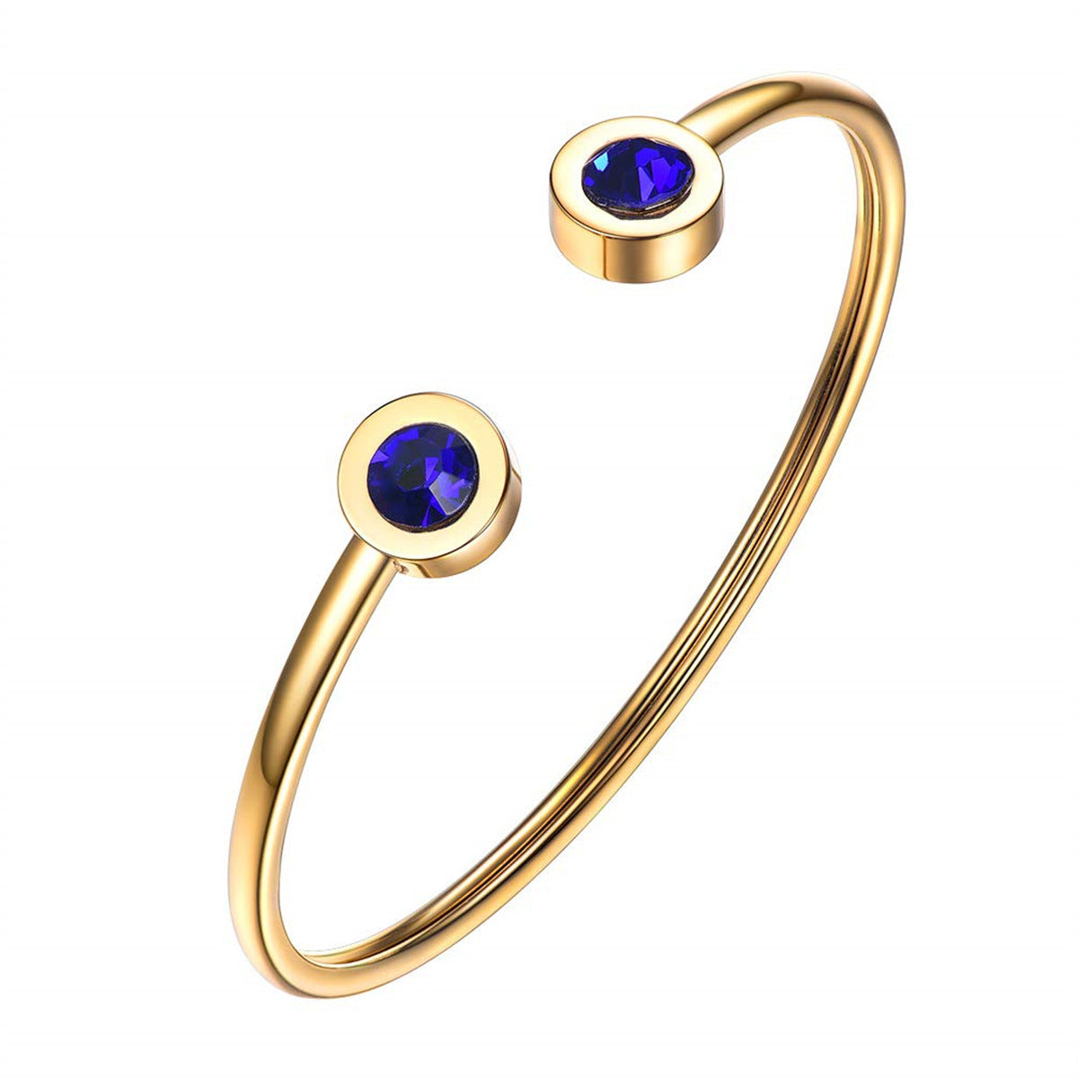Pulsera minimalista geométrica de acero inoxidable con piedra de nacimiento de diciembre para mujer