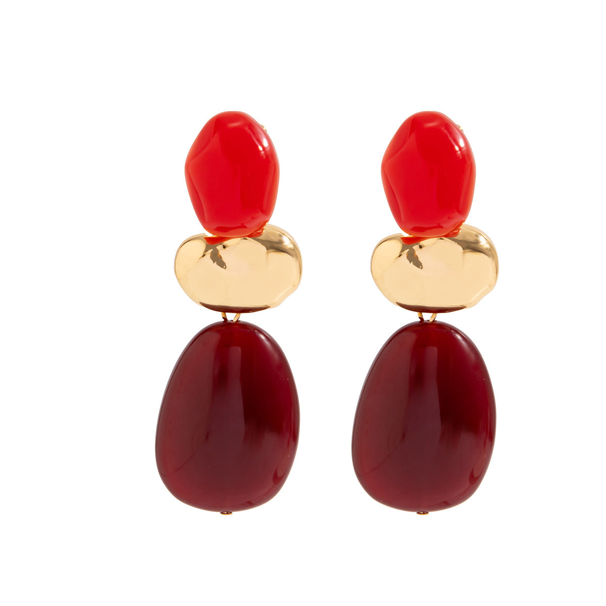 Vintage Gradient Geometric Oval Zinc Alloy Plated Earrings for Women