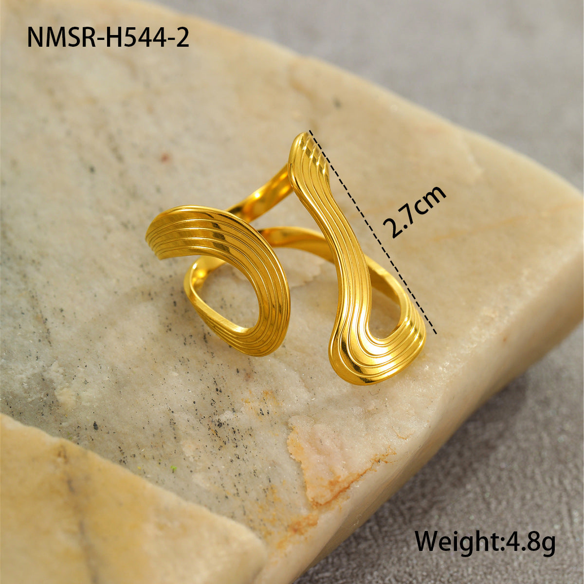 Anillo Minimalista Geométrico de Acero Inoxidable con Baño de Oro de 18K para Mujer, Accesorio de Moda