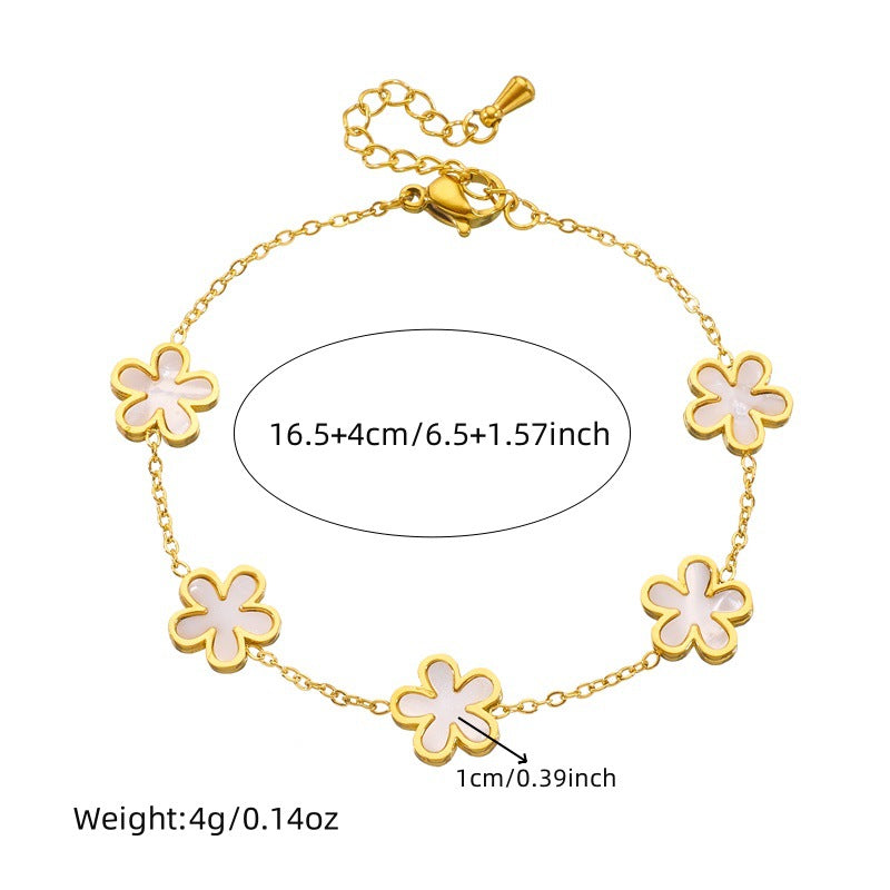 Minimalist Sweet Floral Stainless Steel Plated Flower Jewelry Set for Women