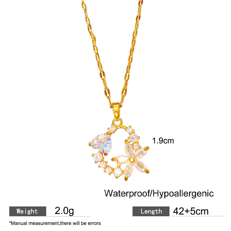 Sweet Sporty Heart Titanium Steel Plated Necklace with Brass Pendant for Unisex