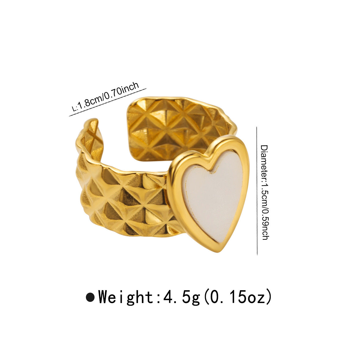 Vintage Ethnic Style Heart-Shaped Stainless Steel Adjustable Ring with Turquoise and Shell Inlay