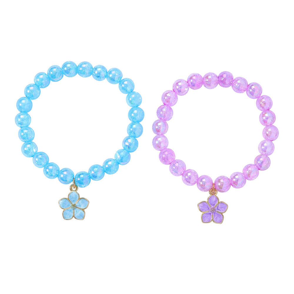 Bracciale con ciondolo in resina a forma di fiore cartoon e dolce, per bambine