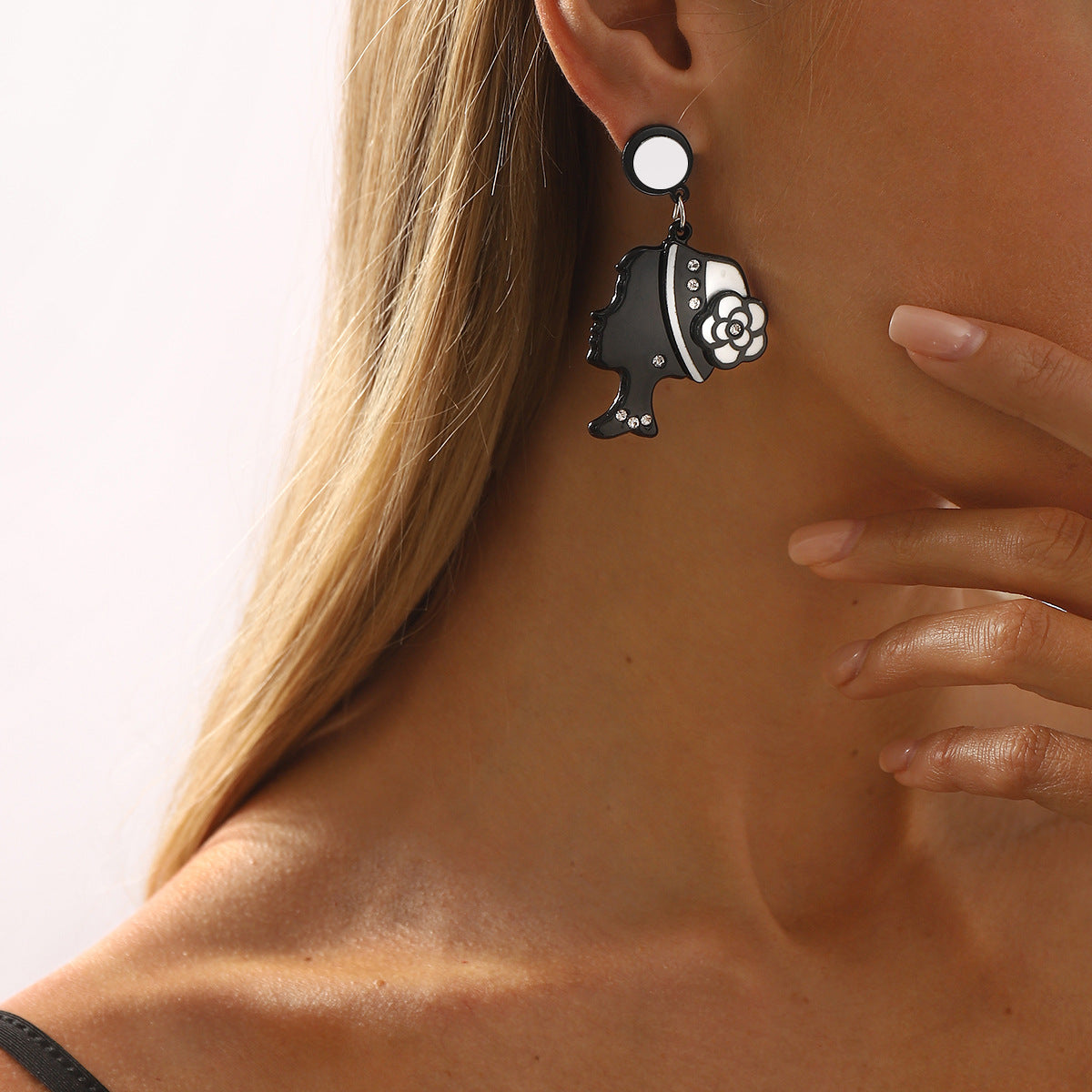 Cute Floral Acetate Stud Earrings with Camellia Design for Women