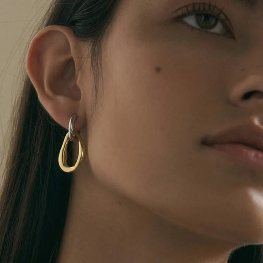 Orecchini da donna geometrici minimalisti in acciaio inossidabile con placcatura oro e argento