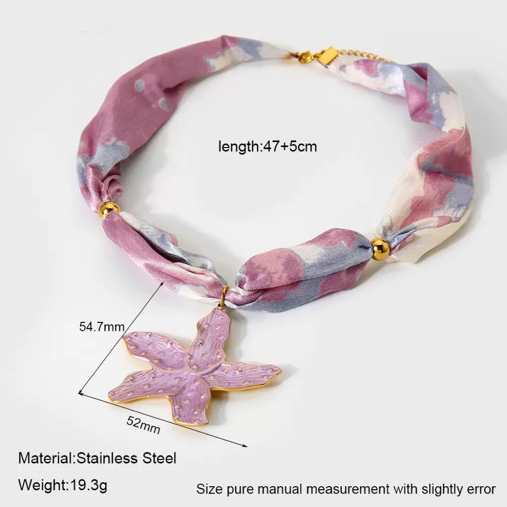Casual Stainless Steel Plated Floral Shell Necklace for Women