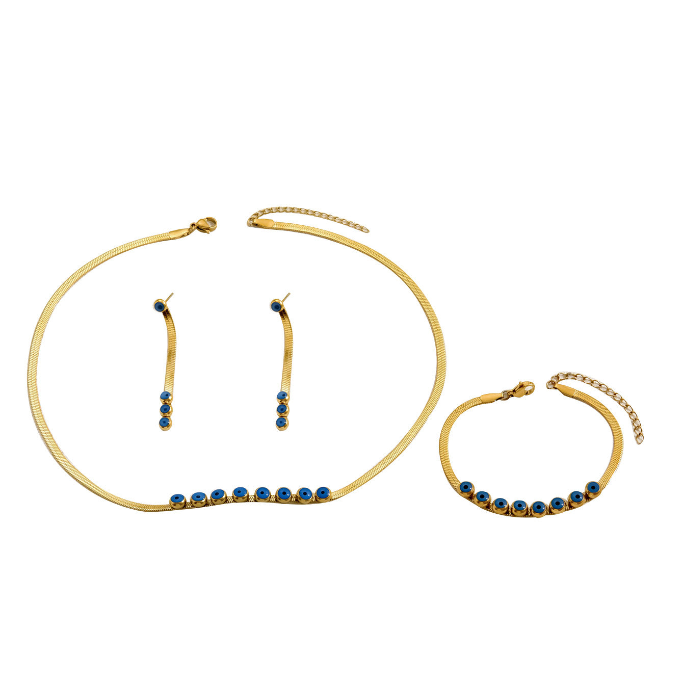 Conjunto de collar, aretes y pulsera con baño de cobre, estilo vintage y minimalista para mujer, con diseño de colgante geométrico redondo y ovalado