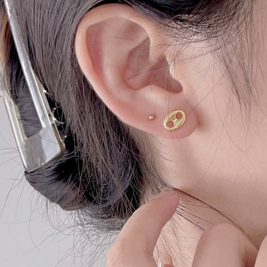 Minimalist Korean-Style Letter-Shaped 925 Sterling Silver Stud Earrings with Plated Finish